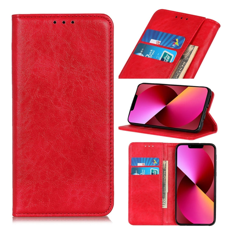 For iPhone 13 Magnetic Crazy Horse Texture Horizontal Flip Leather Case with Holder & Card Slots & Wallet(Red) - iPhone 13 Cases by buy2fix | Online Shopping UK | buy2fix