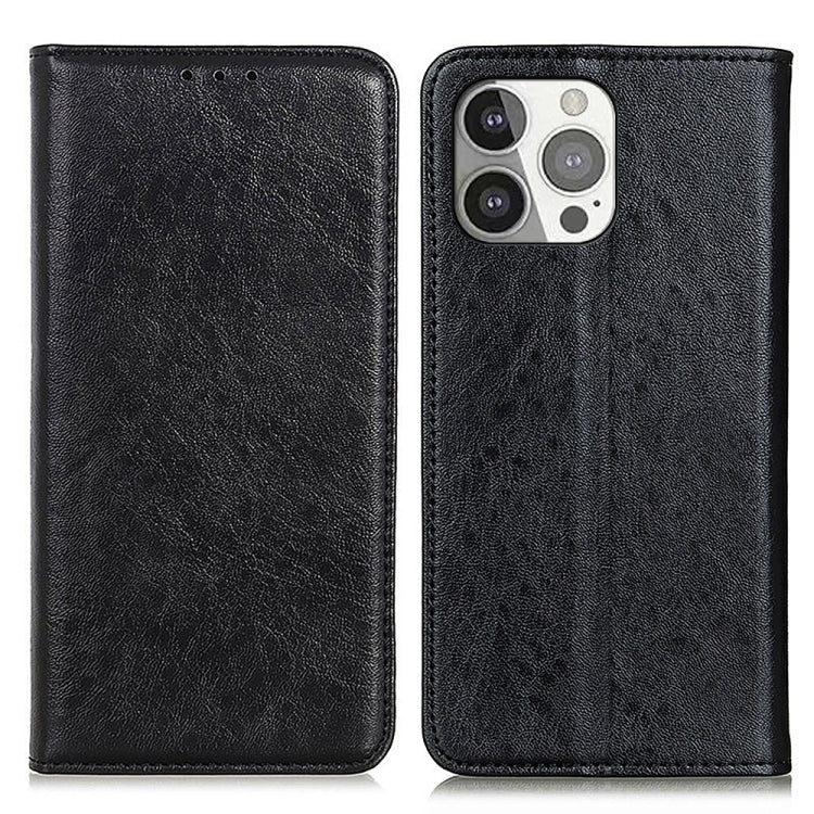 For iPhone 13 Pro Magnetic Crazy Horse Texture Horizontal Flip Leather Case with Holder & Card Slots & Wallet (Black) - iPhone 13 Pro Cases by buy2fix | Online Shopping UK | buy2fix
