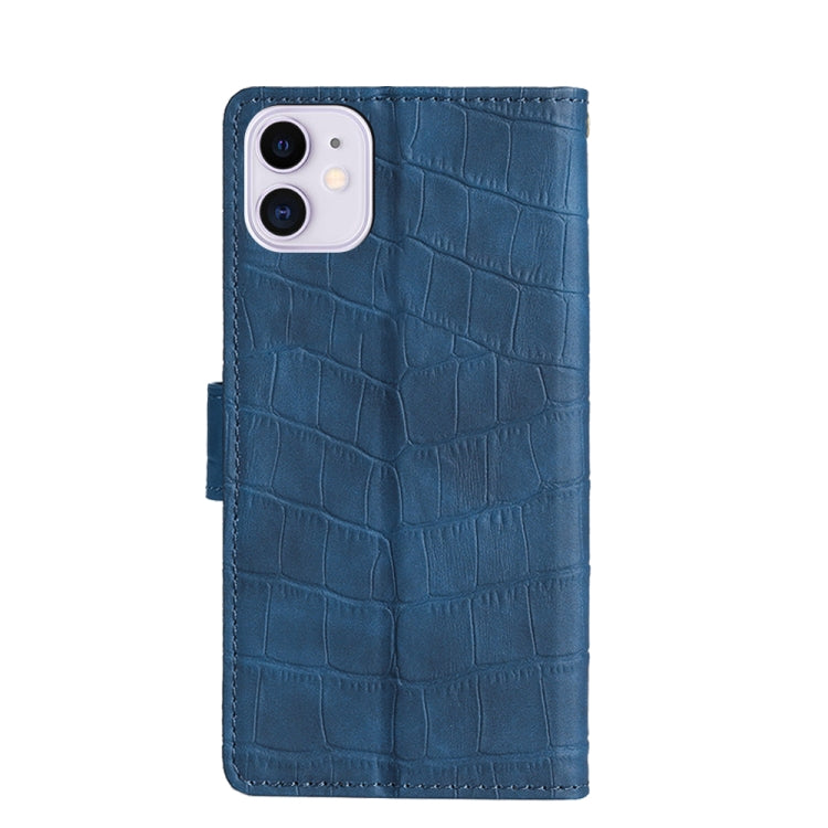 For iPhone 11 Skin Feel Crocodile Texture Magnetic Clasp Horizontal Flip PU Leather Case with Holder & Card Slots & Wallet (Blue) - iPhone 11 Cases by buy2fix | Online Shopping UK | buy2fix