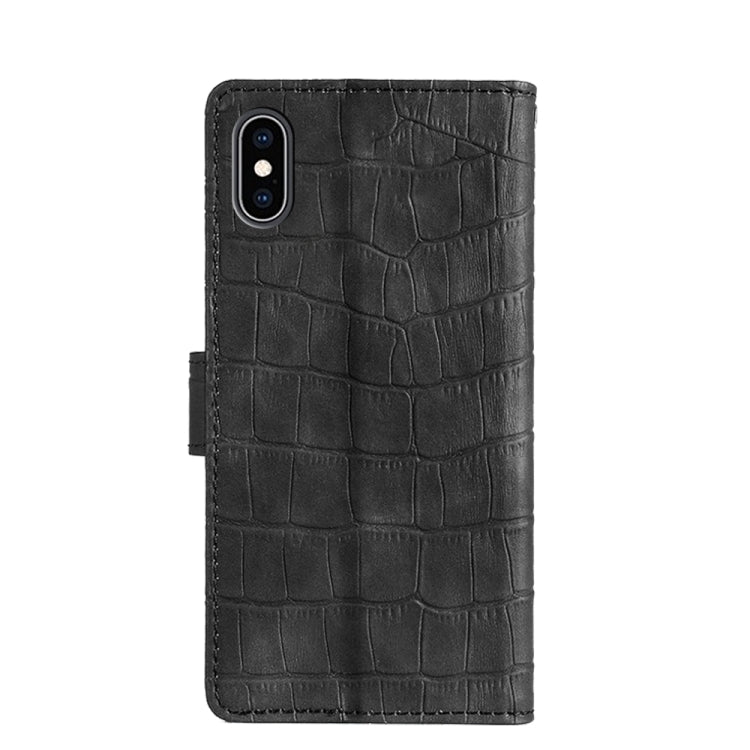 For iPhone X / XS Skin Feel Crocodile Texture Magnetic Clasp Horizontal Flip PU Leather Case with Holder & Card Slots & Wallet(Black) - More iPhone Cases by buy2fix | Online Shopping UK | buy2fix
