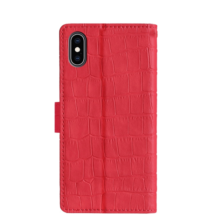 For iPhone X / XS Skin Feel Crocodile Texture Magnetic Clasp Horizontal Flip PU Leather Case with Holder & Card Slots & Wallet(Red) - More iPhone Cases by buy2fix | Online Shopping UK | buy2fix