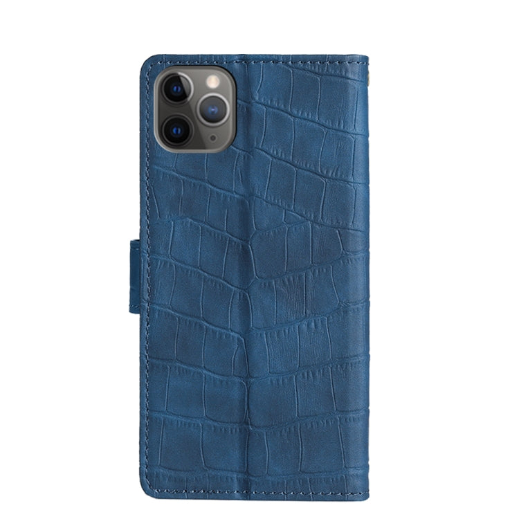 For iPhone 12 / 12 Pro Skin Feel Crocodile Texture Magnetic Clasp Horizontal Flip PU Leather Case with Holder & Card Slots & Wallet(Blue) - iPhone 12 / 12 Pro Cases by buy2fix | Online Shopping UK | buy2fix
