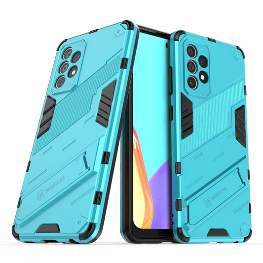 For Samsung Galaxy A52 5G Punk Armor 2 in 1 PC + TPU Shockproof Case with Invisible Holder(Blue) by buy2fix