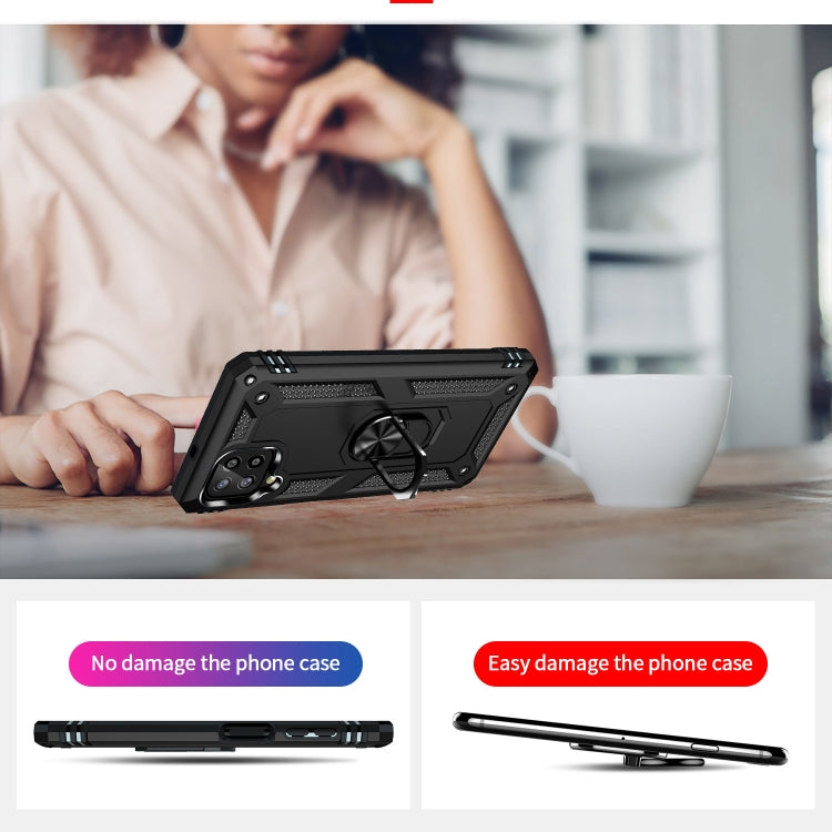 For Samsung Galaxy A22 4G Shockproof TPU + PC Protective Case with 360 Degree Rotating Holder(Black) by buy2fix