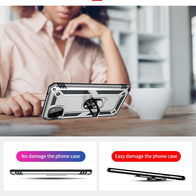 For Samsung Galaxy A22 5G Shockproof TPU + PC Protective Case with 360 Degree Rotating Holder(Silver) by buy2fix