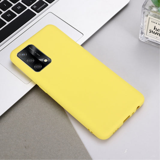 For OPPO A74 4G / F19 Pure Color Liquid Silicone Shockproof Full Coverage Case(Yellow) by buy2fix