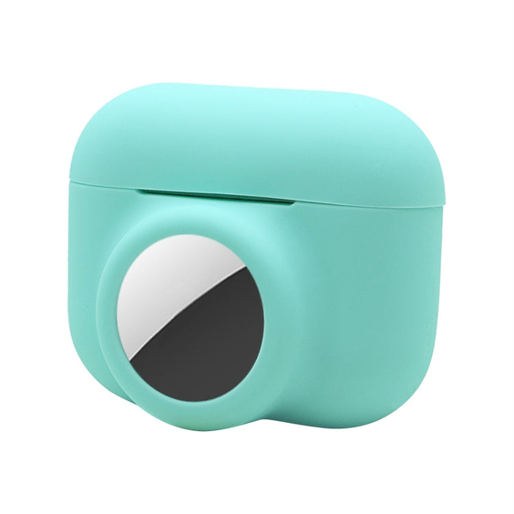 2 in 1 Shockproof Full Coverage Silicone Protective Case For AirPods Pro / AirTag(Teal) - Other by buy2fix | Online Shopping UK | buy2fix