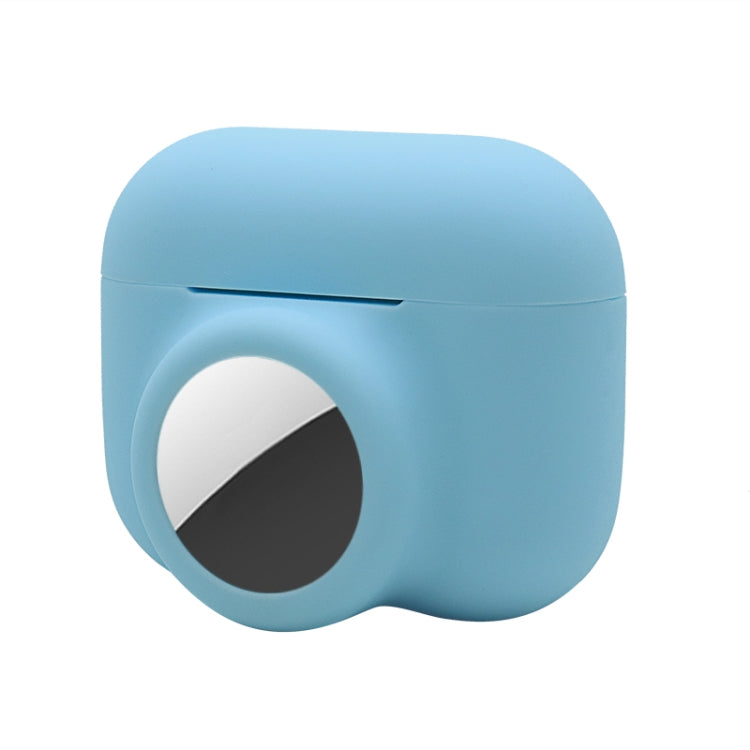 2 in 1 Shockproof Full Coverage Silicone Protective Case For AirPods Pro / AirTag(Blue) - Other by buy2fix | Online Shopping UK | buy2fix