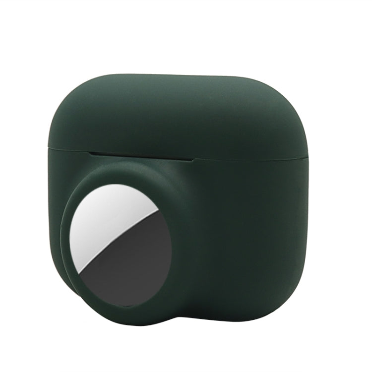 2 in 1 Shockproof Full Coverage Silicone Protective Case For AirPods Pro / AirTag(Dark Green) - Other by buy2fix | Online Shopping UK | buy2fix