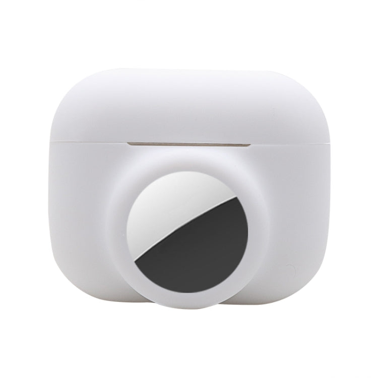 2 in 1 Shockproof Full Coverage Silicone Protective Case For AirPods Pro / AirTag(White) - Other by buy2fix | Online Shopping UK | buy2fix