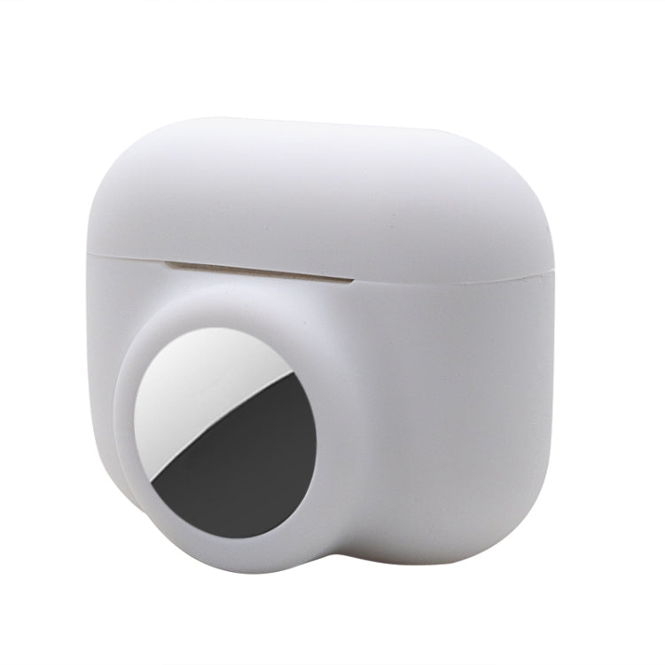 2 in 1 Shockproof Full Coverage Silicone Protective Case For AirPods Pro / AirTag(White) - Other by buy2fix | Online Shopping UK | buy2fix