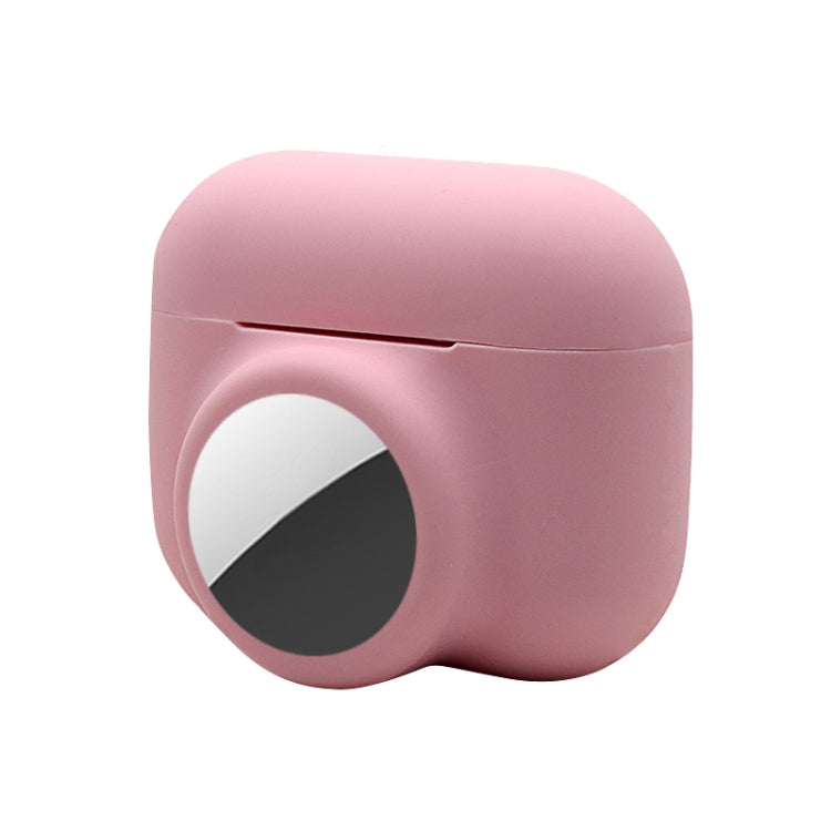 2 in 1 Shockproof Full Coverage Silicone Protective Case For AirPods Pro / AirTag(Pink) - Other by buy2fix | Online Shopping UK | buy2fix