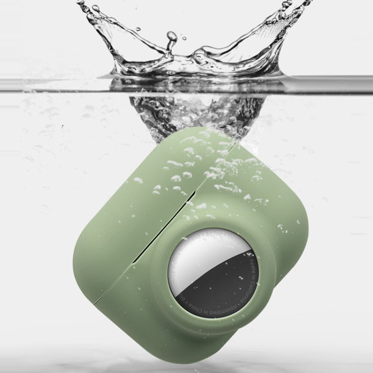 2 in 1 Shockproof Full Coverage Silicone Protective Case For AirPods Pro / AirTag(Dark Green) - Other by buy2fix | Online Shopping UK | buy2fix