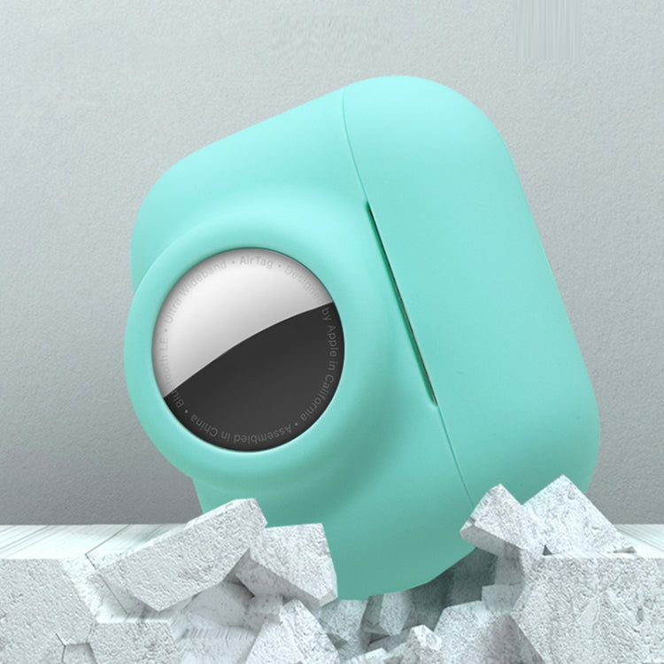 2 in 1 Shockproof Full Coverage Silicone Protective Case For AirPods Pro / AirTag(Teal) - Other by buy2fix | Online Shopping UK | buy2fix