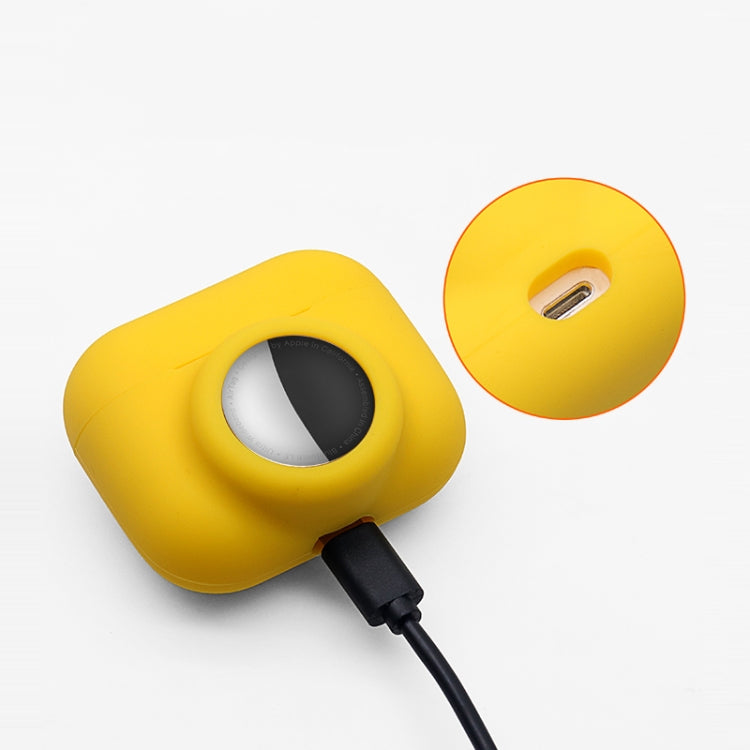 2 in 1 Shockproof Full Coverage Silicone Protective Case For AirPods Pro / AirTag(Yellow) - Other by buy2fix | Online Shopping UK | buy2fix