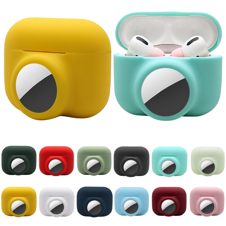 2 in 1 Shockproof Full Coverage Silicone Protective Case For AirPods Pro / AirTag(Blue) - Other by buy2fix | Online Shopping UK | buy2fix