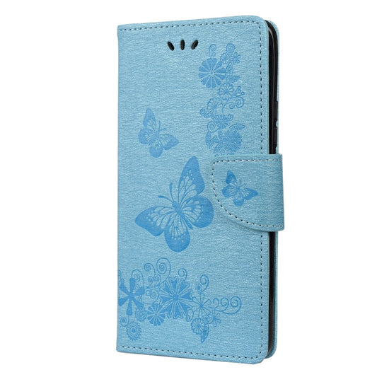 For Xiaomi Mi 11 Vintage Embossed Floral Butterfly Pattern Horizontal Flip Leather Case with Card Slot & Holder & Wallet & Lanyard(Blue) by buy2fix