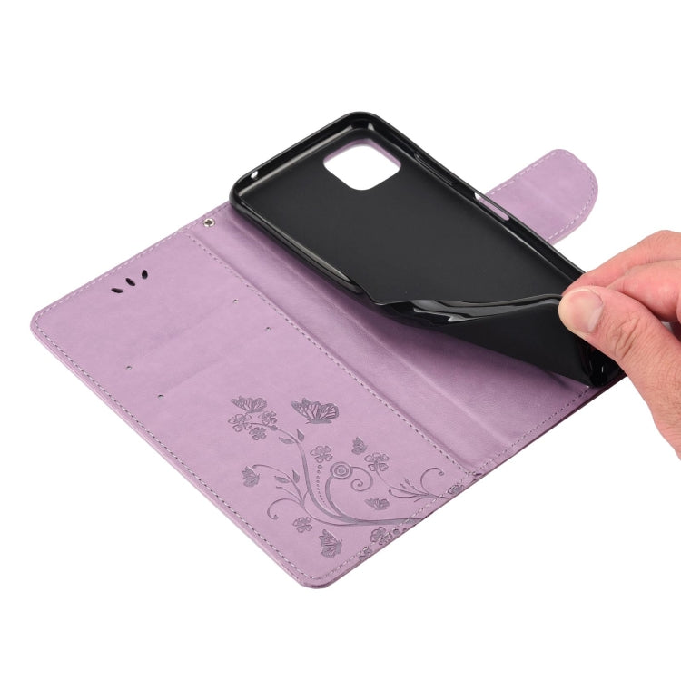 For Samsung Galaxy A22 5G Butterfly Flower Pattern Horizontal Flip Leather Case with Holder & Card Slots & Wallet(Deep Purple) by buy2fix