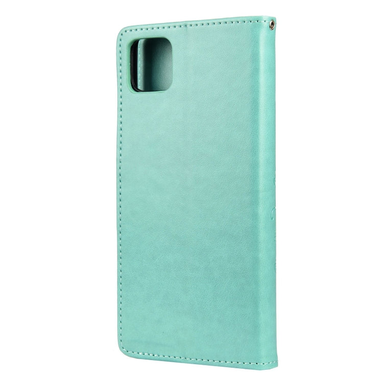 For Samsung Galaxy A22 5G Butterfly Flower Pattern Horizontal Flip Leather Case with Holder & Card Slots & Wallet(Green) - Galaxy Phone Cases by buy2fix | Online Shopping UK | buy2fix