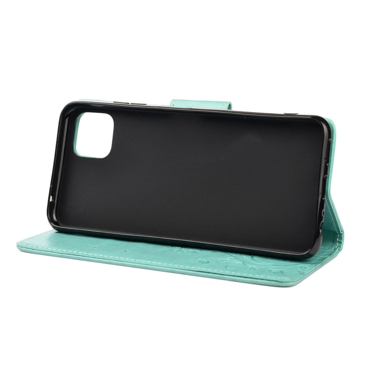 For Samsung Galaxy A22 5G Butterfly Flower Pattern Horizontal Flip Leather Case with Holder & Card Slots & Wallet(Green) - Galaxy Phone Cases by buy2fix | Online Shopping UK | buy2fix