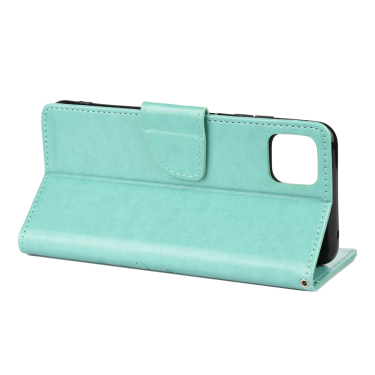 For Samsung Galaxy A22 5G Butterfly Flower Pattern Horizontal Flip Leather Case with Holder & Card Slots & Wallet(Green) - Galaxy Phone Cases by buy2fix | Online Shopping UK | buy2fix
