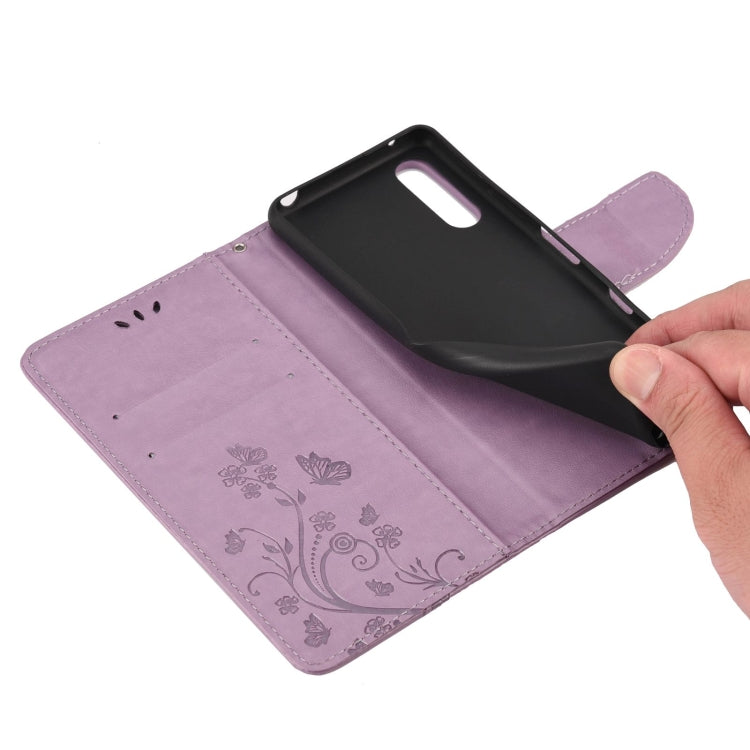 For Sony Xperia 10 III Butterfly Flower Pattern Horizontal Flip Leather Case with Holder & Card Slots & Wallet(Black) by buy2fix