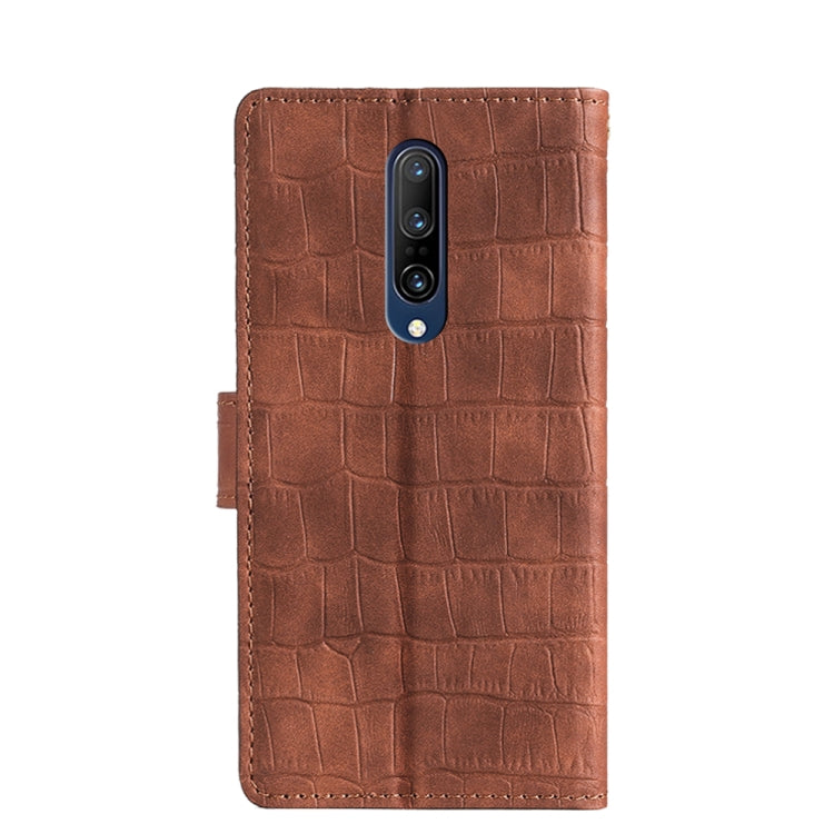 For OnePlus 7 Pro Skin Feel Crocodile Texture Magnetic Clasp Horizontal Flip PU Leather Case with Holder & Card Slots & Wallet(Brown) - OnePlus Cases by buy2fix | Online Shopping UK | buy2fix