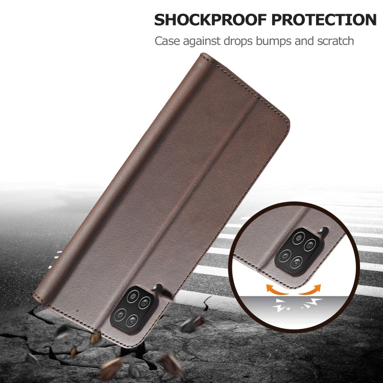 For Samsung Galaxy A22 4G LC.IMEEKE Calf Texture Horizontal Flip Leather Case with Holder & Card Slots & Wallet(Brown) by LC.IMEEKE