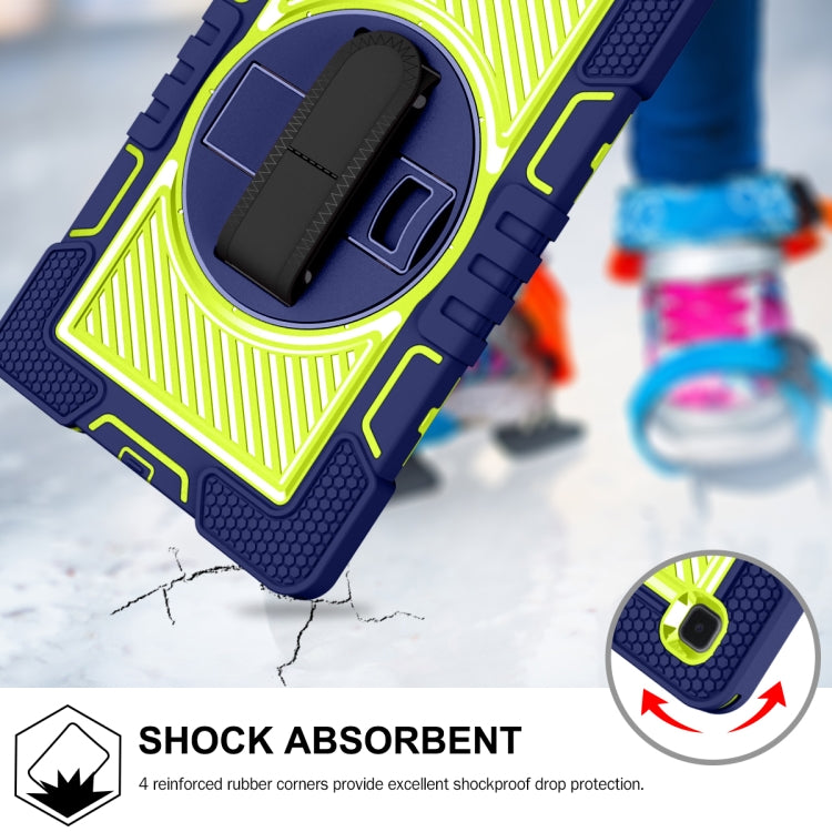 360 Degree Rotation Contrast Color Shockproof Silicone + PC Case with Holder & Hand Grip Strap & Shoulder Strap For Samsung Galaxy Tab A7 10.4 (2020) T500/T505(Navy Blue+Yellow Green) - Other Galaxy Tab PC by buy2fix | Online Shopping UK | buy2fix
