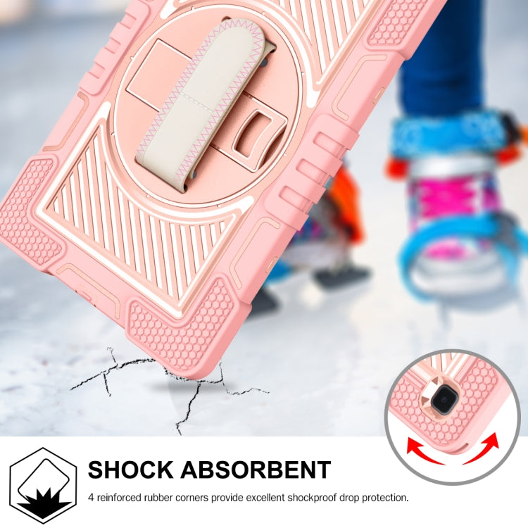 360 Degree Rotation Contrast Color Shockproof Silicone + PC Case with Holder & Hand Grip Strap & Shoulder Strap For Samsung Galaxy Tab A7 10.4 (2020) T500/T505(Rose Gold) - Other Galaxy Tab PC by buy2fix | Online Shopping UK | buy2fix