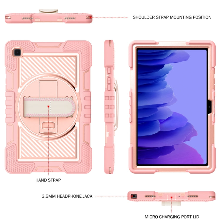 360 Degree Rotation Contrast Color Shockproof Silicone + PC Case with Holder & Hand Grip Strap & Shoulder Strap For Samsung Galaxy Tab A7 10.4 (2020) T500/T505(Rose Gold) - Other Galaxy Tab PC by buy2fix | Online Shopping UK | buy2fix