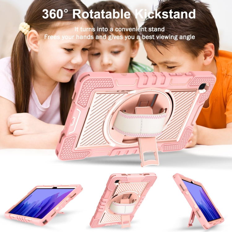 360 Degree Rotation Contrast Color Shockproof Silicone + PC Case with Holder & Hand Grip Strap & Shoulder Strap For Samsung Galaxy Tab A7 10.4 (2020) T500/T505(Rose Gold) - Other Galaxy Tab PC by buy2fix | Online Shopping UK | buy2fix