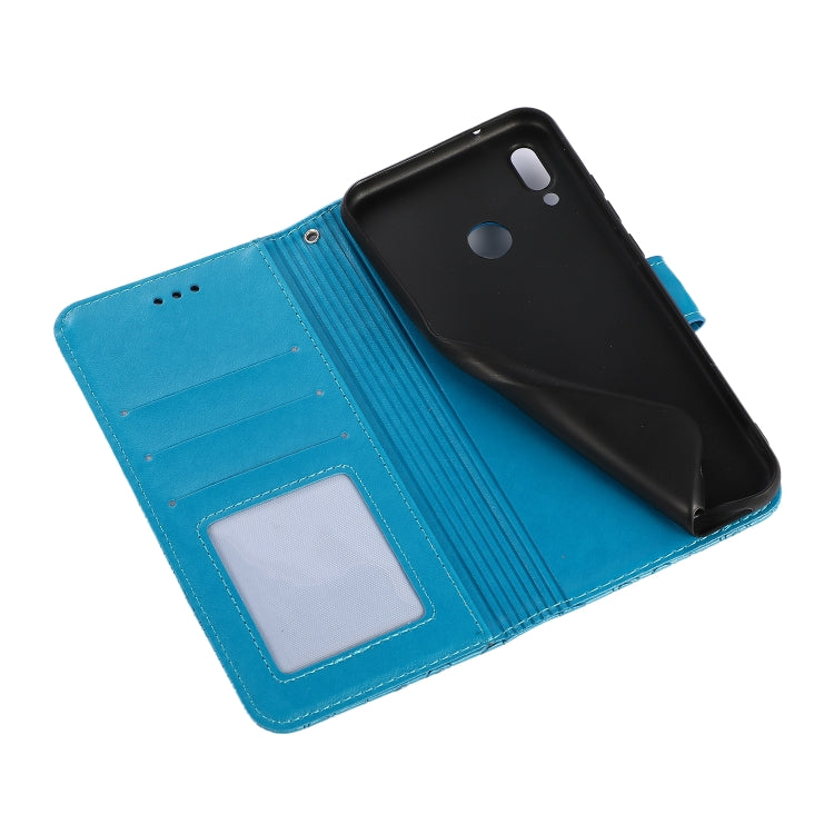 For Huawei P20 lite Skin Feel Embossed Sunflower Horizontal Flip Leather Case with Holder & Card Slots & Wallet & Lanyard(Blue) - Huawei Cases by buy2fix | Online Shopping UK | buy2fix