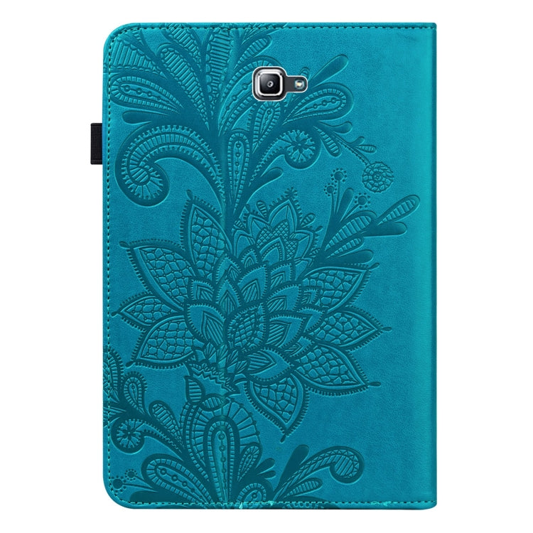 For Samsung Galaxy Tab A A6 10.1 inch 2016 Lace Flower Embossing Pattern Horizontal Flip Leather Case with Holder & Card Slots & Wallet & Photo Frame(Blue) - Other Galaxy Tab PC by buy2fix | Online Shopping UK | buy2fix