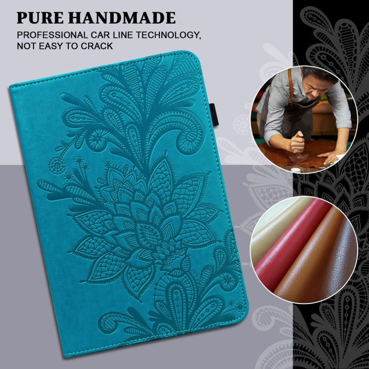 For Samsung Galaxy Tab A A6 10.1 inch 2016 Lace Flower Embossing Pattern Horizontal Flip Leather Case with Holder & Card Slots & Wallet & Photo Frame(Blue) - Other Galaxy Tab PC by buy2fix | Online Shopping UK | buy2fix