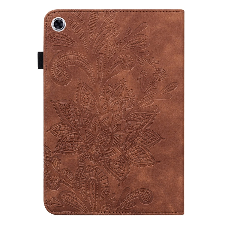 For Lenovo Tab M10 HD Gen 2 Lace Flower Embossing Pattern Horizontal Flip Leather Case with Holder & Card Slots & Wallet & Photo Frame(Brown) - Lenovo by buy2fix | Online Shopping UK | buy2fix