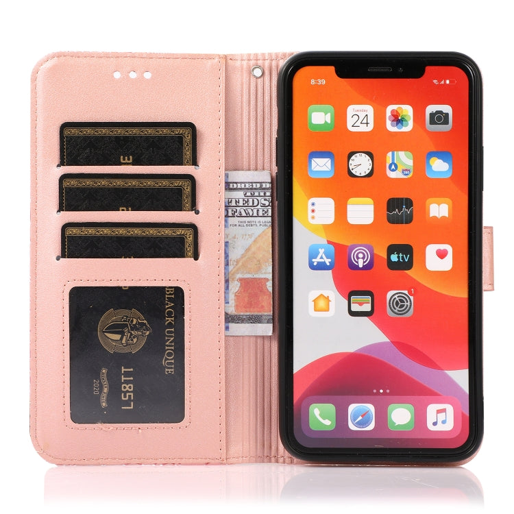 For iPhone 11 Pro Max Skin Feel Embossed Sunflower Horizontal Flip Leather Case with Holder & Card Slots & Wallet & Lanyard (Rose gold) - iPhone 11 Pro Max Cases by buy2fix | Online Shopping UK | buy2fix