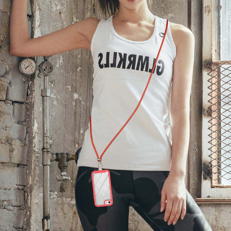 For iPhone SE 2022 / SE 2020 / 8 / 7 / 6s / 6 Starry Sky Solid Color Series Shockproof PC + TPU Protective Case with Neck Strap(Red) by buy2fix