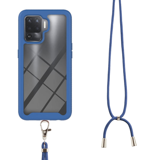 For OPPO A94 4G / Reno5 Lite Starry Sky Solid Color Series Shockproof PC + TPU Protective Case with Neck Strap(Blue) by buy2fix