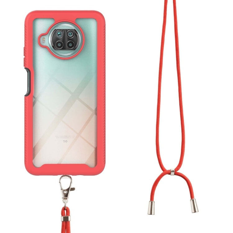 For Xiaomi Mi 10T Lite Starry Sky Solid Color Series Shockproof PC + TPU Protective Case with Neck Strap(Red) - Xiaomi Cases by buy2fix | Online Shopping UK | buy2fix