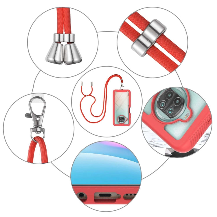 For Xiaomi Mi 10T Lite Starry Sky Solid Color Series Shockproof PC + TPU Protective Case with Neck Strap(Red) - Xiaomi Cases by buy2fix | Online Shopping UK | buy2fix