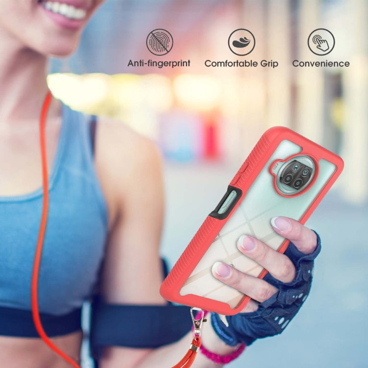 For Xiaomi Mi 10T Lite Starry Sky Solid Color Series Shockproof PC + TPU Protective Case with Neck Strap(Red) - Xiaomi Cases by buy2fix | Online Shopping UK | buy2fix