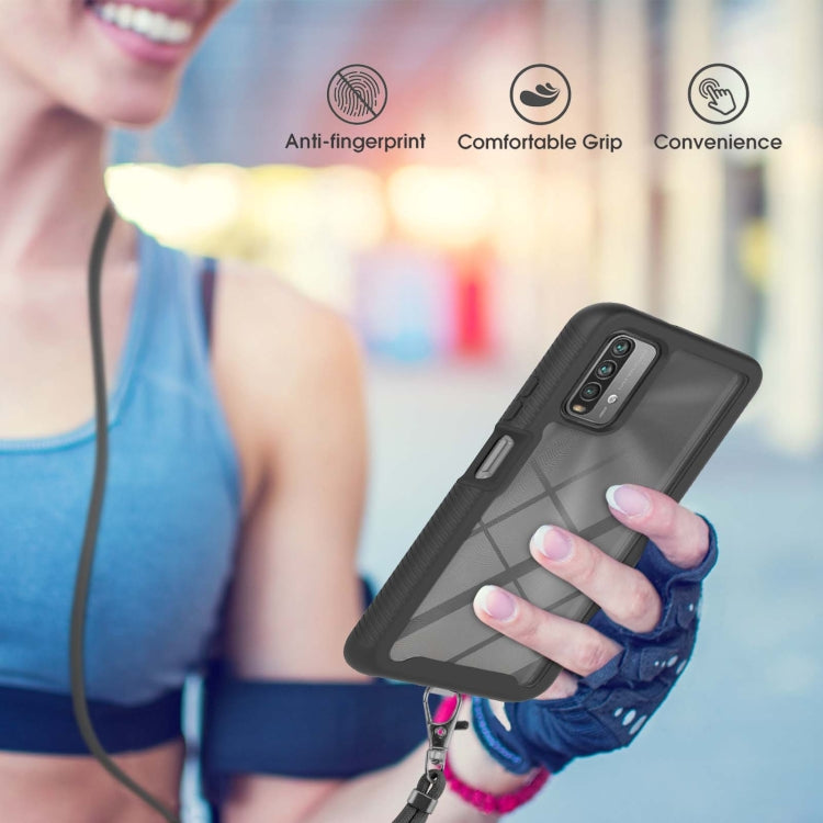 For Xiaomi Poco M3 / Redmi Note 9 4G / Redmi 9 Power / Redmi 9T Starry Sky Solid Color Series Shockproof PC + TPU Protective Case with Neck Strap(Black) - Xiaomi Cases by buy2fix | Online Shopping UK | buy2fix