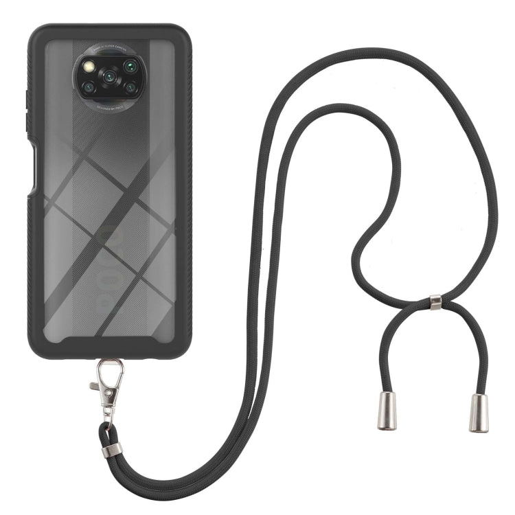 For Xiaomi Poco X3 NFC Starry Sky Solid Color Series Shockproof PC + TPU Protective Case with Neck Strap(Black) - Xiaomi Cases by buy2fix | Online Shopping UK | buy2fix