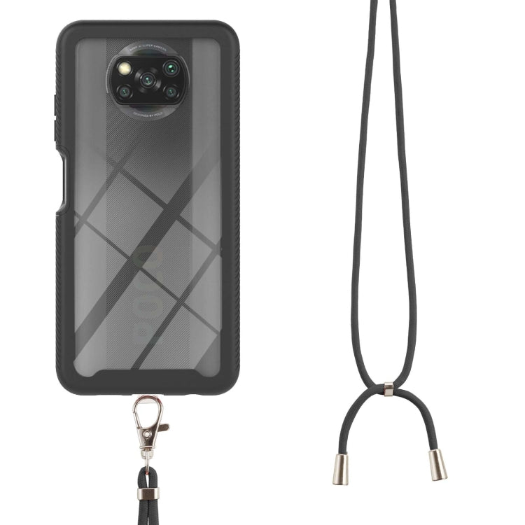 For Xiaomi Poco X3 NFC Starry Sky Solid Color Series Shockproof PC + TPU Protective Case with Neck Strap(Black) - Xiaomi Cases by buy2fix | Online Shopping UK | buy2fix