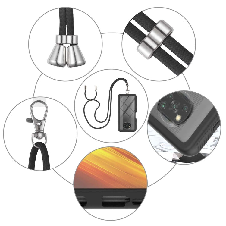 For Xiaomi Poco X3 NFC Starry Sky Solid Color Series Shockproof PC + TPU Protective Case with Neck Strap(Black) - Xiaomi Cases by buy2fix | Online Shopping UK | buy2fix