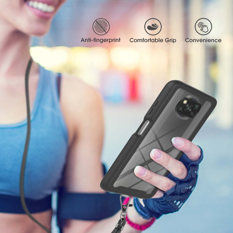 For Xiaomi Poco X3 NFC Starry Sky Solid Color Series Shockproof PC + TPU Protective Case with Neck Strap(Black) - Xiaomi Cases by buy2fix | Online Shopping UK | buy2fix