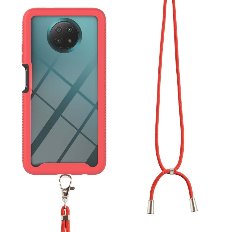 For Xiaomi Redmi Note 9 5G / Redmi Note 9T 5G Starry Sky Solid Color Series Shockproof PC + TPU Protective Case with Neck Strap(Red) - Xiaomi Cases by buy2fix | Online Shopping UK | buy2fix