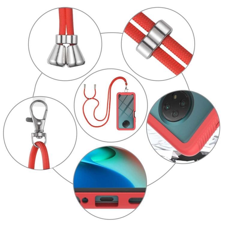 For Xiaomi Redmi Note 9 5G / Redmi Note 9T 5G Starry Sky Solid Color Series Shockproof PC + TPU Protective Case with Neck Strap(Red) - Xiaomi Cases by buy2fix | Online Shopping UK | buy2fix
