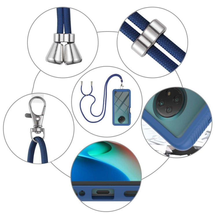 For Xiaomi Redmi Note 9 5G / Redmi Note 9T 5G Starry Sky Solid Color Series Shockproof PC + TPU Protective Case with Neck Strap(Blue) - Xiaomi Cases by buy2fix | Online Shopping UK | buy2fix
